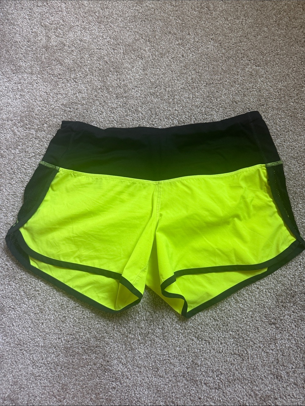 Lululemon Neon Yellow and Black Women's Athletic Shorts size 6